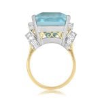 Vintage 18ct Emerald Cut Aquamarine platinum and gold Ariza Ring 16141 SV