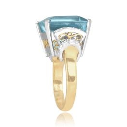 Vintage 18ct Emerald Cut Aquamarine and Diamond Ariza Ring 16141 TSV