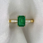 1.06ct Emerald Cut Emerald and Diamond Panaia Ring 16153 Hand Photo 5