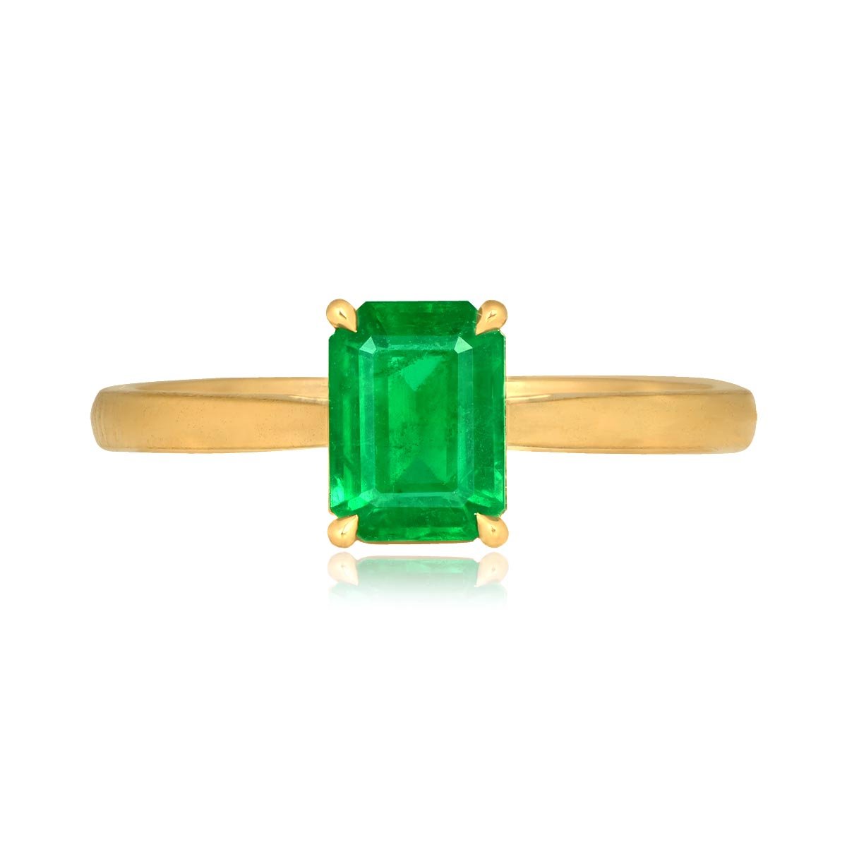 Stacked from 32 images. Method=C (S=1) 1.04 carat emerald cut emerald yellow gold solitaire Pereto Ring 16155 TV
