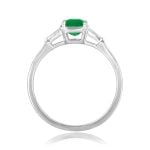 0.99ct Emerald cut emerald paltinum three stone Mileto Ring 16157 SV