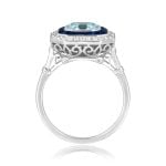 1.23ct asscher cut Aquamarine Double Halo Livata Ring & Pendant 16158 SV
