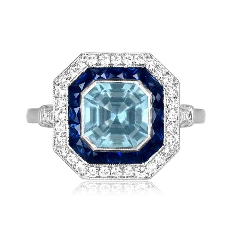 1.23ct Aquamarine Double Halo Livata Ring & Pendant