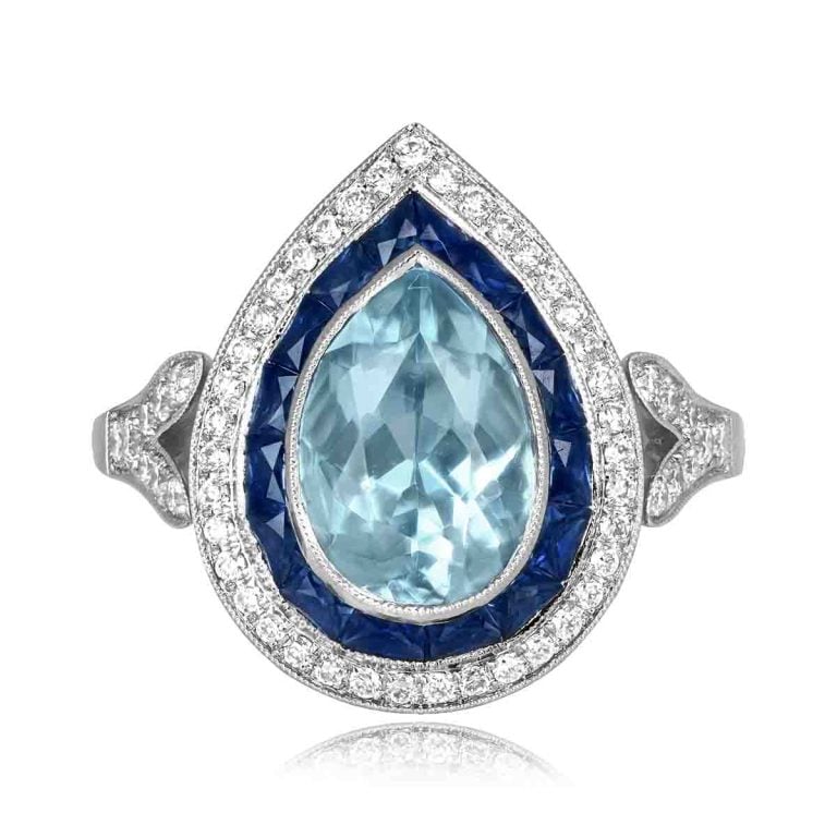 1.84ct Aquamarine Double Halo Frasso Ring & Pendant