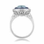 2.01ct Cushion Aquamarine Halo Martano Ring & Pendant 16162 SV