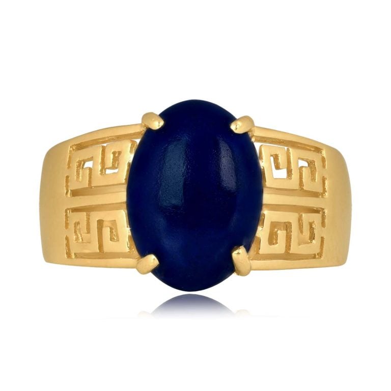 Vintage Oval Lapis Yellow Gold Scalera Ring, Circa 1970