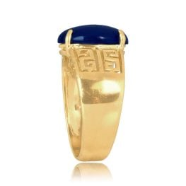 vintage oval cut lapis yellow gold carved Scalera Ring 16171 TSV