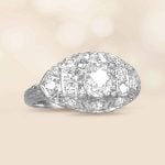 Art Deco old European cut Diamond Platinum Aversa Ring 16177 Artistic