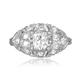 old European cut diamond platinum filigree ring Aversa Ring 16177 TV