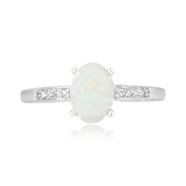 0.88 carat oval cut opal white gold Solana Ring 16181 TV