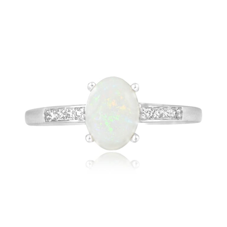 Oval Cut White Gold Opal Solana Ring