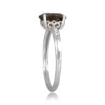 1.24ct oval cut smoky quartz platinum diamond shoulder Monroy Ring 16182 TSV