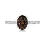 1.24ct oval cut smoky quarts white gold Monroy Ring 16182 TV