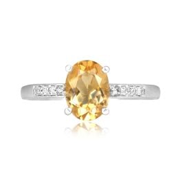 1.32 carat oval cut citrine white gold Machio Ring 16183 TV