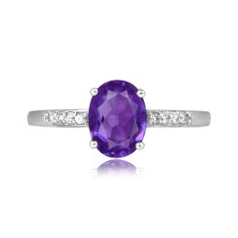 1.32 carat oval cut amethyst white gold Amares Ring 16184 TV