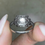 Back View Old European Cut Diamond Set in Platinum Shank f6 16199