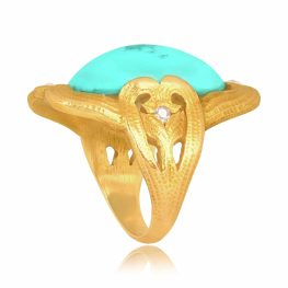 oval cut turquoise yellow gold diamond Coalwood Ring 16209 TSV