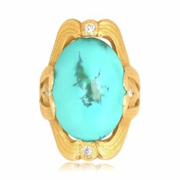 oval cut turquoise yellow gold Coalwood Ring 16209 TV