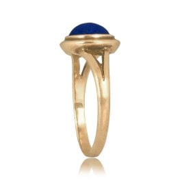 Victorian Era oval cut Lapis Yellow Gold split shoulder Knowlton Ring 16210 TSV