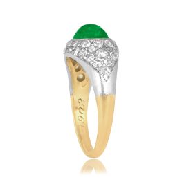Edwardian era Emerald platinum on gold diamond Bredette Ring 16213 TSV
