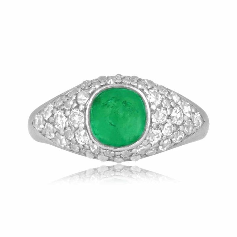 Edwardian Emerald and Diamond Bredette Ring, Circa 1900s