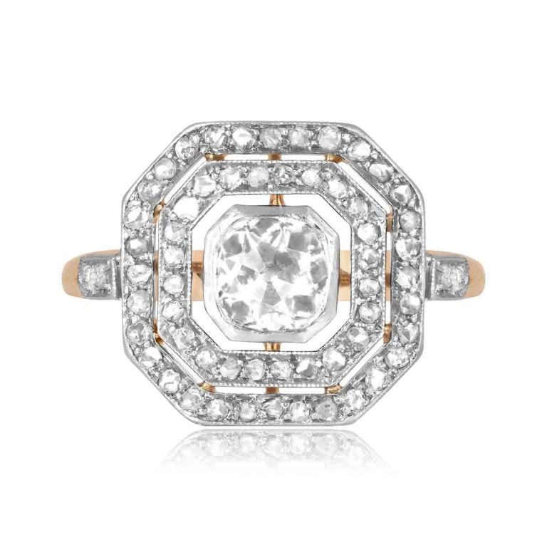 Art Deco 0.85ct Diamond Halo Madoc Ring, Circa 1920
