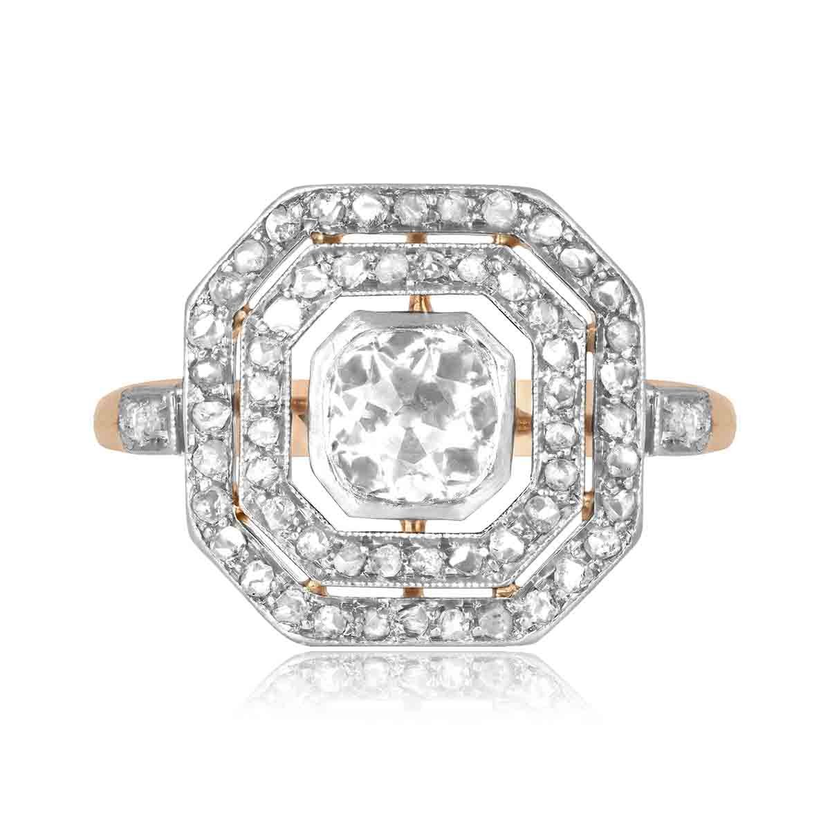 Stacked from 24 images. Method=C (S=1) Art Deco 0.85 carat old European cut diamond platinum and gold Madoc Ring 16215 TV
