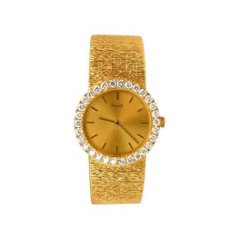 Piaget 18k yellow gold and diamond textured Piaget Watch DGallery TV