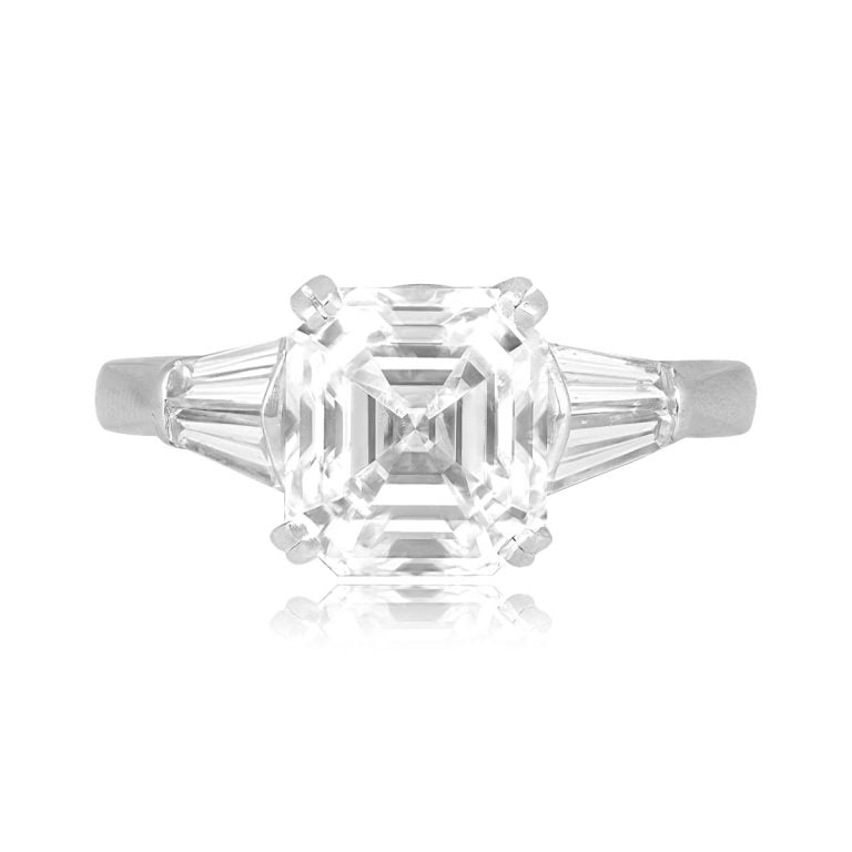 GIA 3.02ct Asscher Cut Diamond Toiano Ring