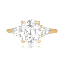 2.02ct antique cushion cut diamond yellow gold accent Arneva Ring DS9464 TV