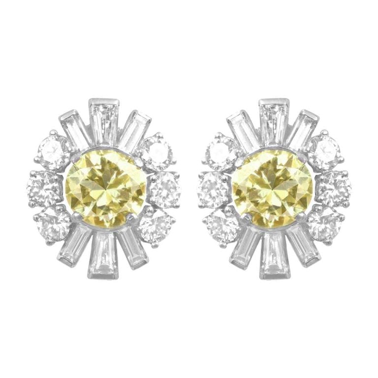 J. E. Caldwell Vintage GIA Yellow Diamond Earrings, Circa 1950