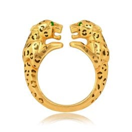 Cartier 18k yellow gold double panther tsavorite Cartier Ring 16201 TV