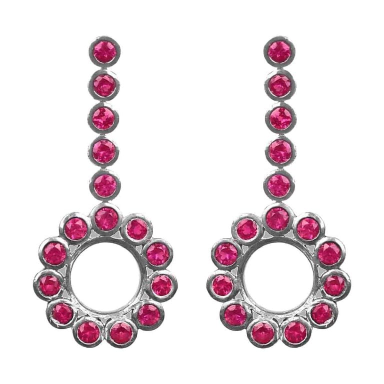 Floral Ruby and Diamond Brockton Earrings