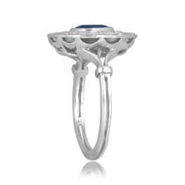 Edwardian era cushion cut sapphire platinum diamond Harrison TSV 16206