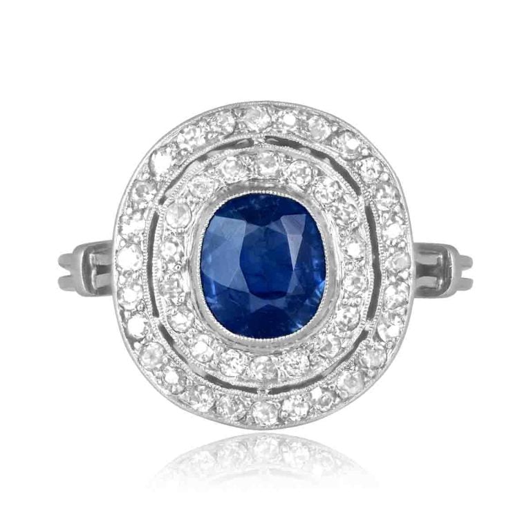 Edwardian GIA Sapphire Harrison Ring, Circa 1910