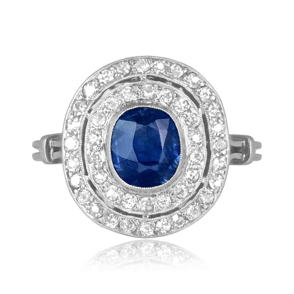 Stacked from 34 images. Method=C (S=1) Edwardian 1.36 carat cushion cut natural non-heated sapphire Harrison Ring 16206 TV