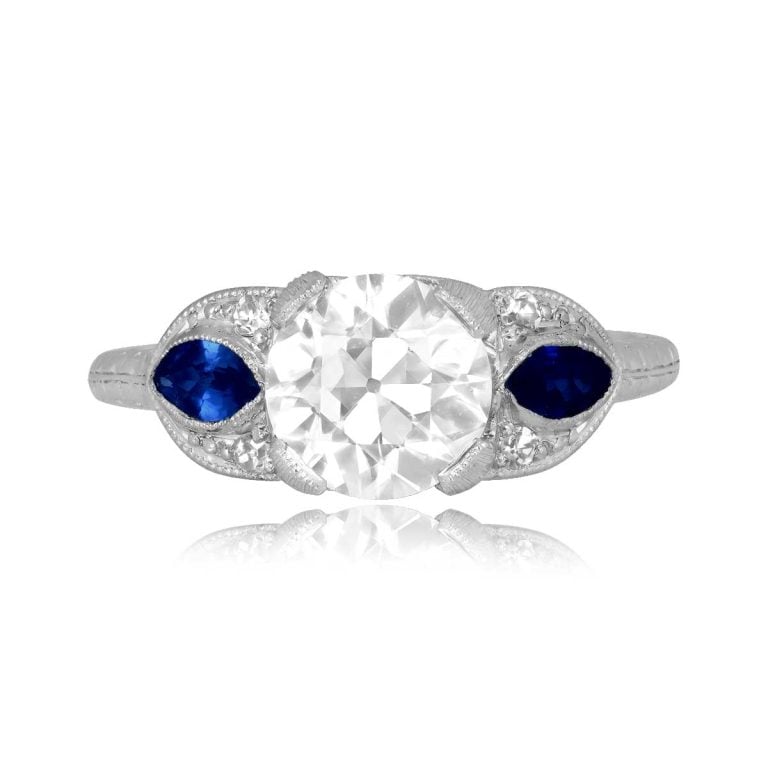Art Deco GIA 1.55ct Diamond Maxstone Ring, Circa 1925