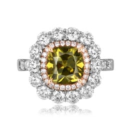 2.02 antique cushion cut chameleon diamond platinum Pasco Ring 16229 TV