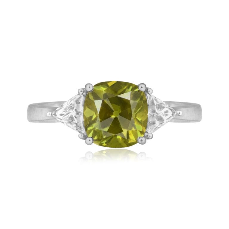 GIA Certified 2.02ct Green Chameleon Diamond Pasco Ring