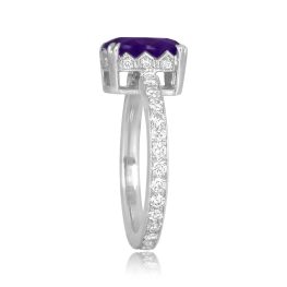 2.25 carat cushion cut amethyst platinum diamond band Pynon Ring 16234 TSV