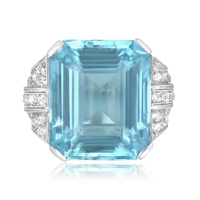 Art Deco 16ct Aquamarine Oak Park Ring, Circa 1920