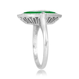 marquise cut diamond 0.60 carat platinum emerald and diamond halo Millry Ring ASS089 TSV