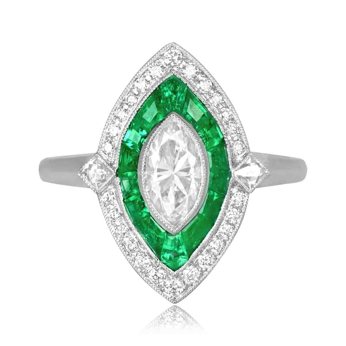 Stacked from 27 images. Method=C (S=1) 0.60ct marquise cut diamond platinum double halo Millry Ring ASS089