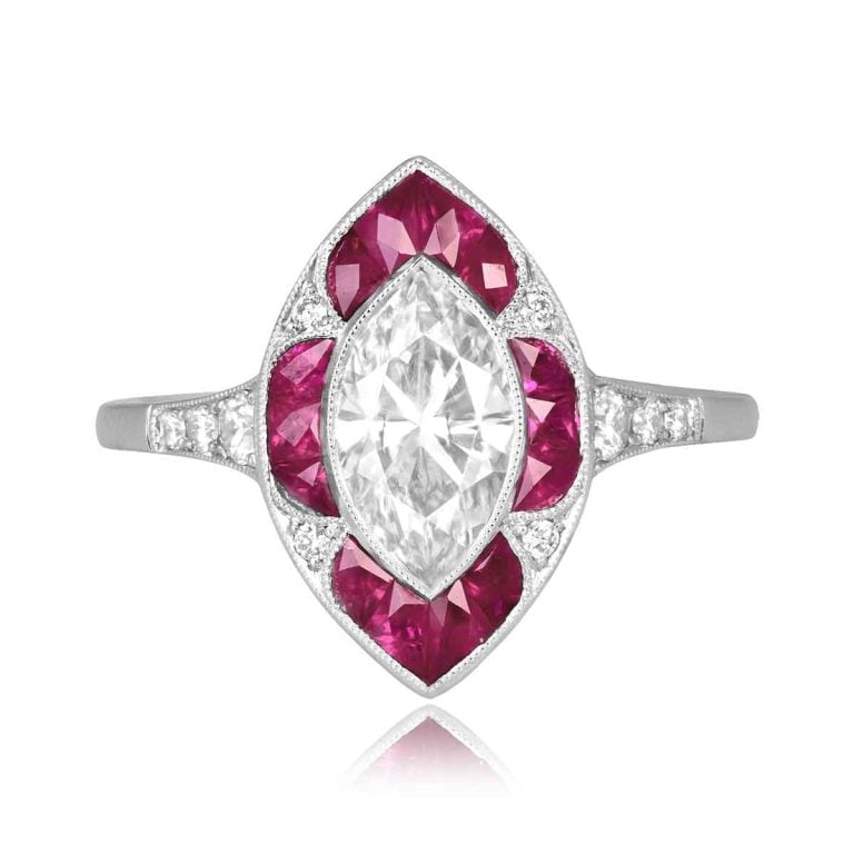 GIA 1.00ct Diamond and Ruby Barlow Ring