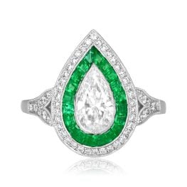 0.81ct pear shaped diamond platinum double halo Copeland Ring ASS093 TV