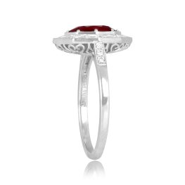 1.93 carat Burma heated ruby platinum diamond halo Harleston Ring ASS150 TSV