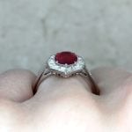 Basket View Prong-Set Ruby Center with Baguette Diamond Halo f3 ASS150