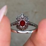 Back View Oval-Cut Ruby Set in Platinum Shank f6 ASS150