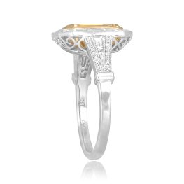 2.00ct emerald cut yellow diamond platinum on gold Parkland Ring ASS179 TSV