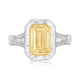 2.00 carat light yellow platinum diamond halo Parkland Ring ASS179 TV